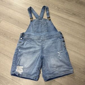 Lane Bryant Shorts Wide Leg Blue Jean Overalls